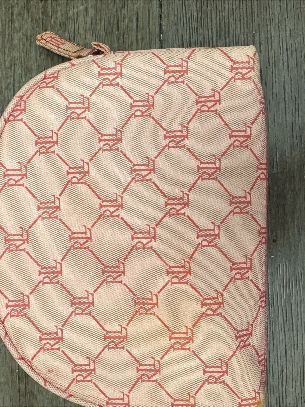 Ralph Lauren Red and Cream monogram makeup pouch